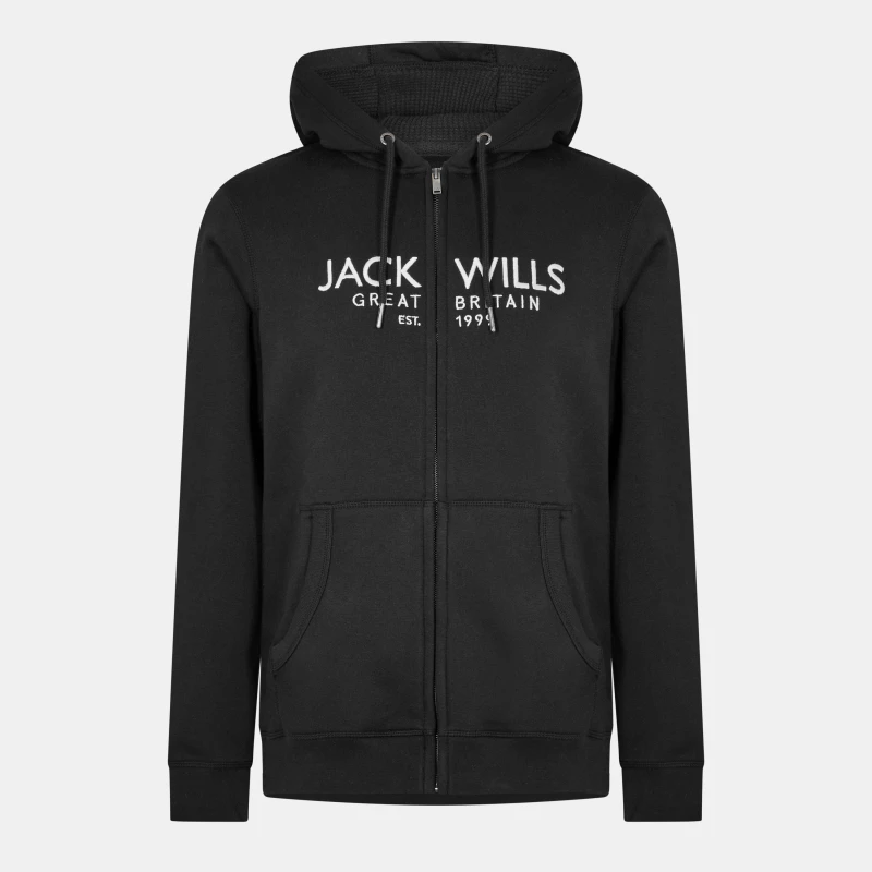 Image of Jack Wills Pinebrook Graphic Zip Hoodie Mens Black 09 male XS