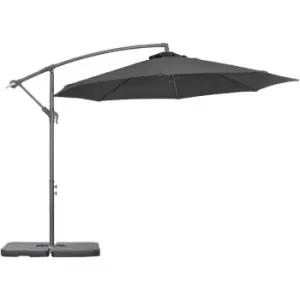 Image of Outsunny 3(m) Banana Parasol Cantilever Umbrella Garden w/ Base Weights, Black - Black