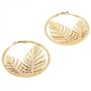 Image of Guess Tropical Summer Yellow Gold Tone Hoop Earrings