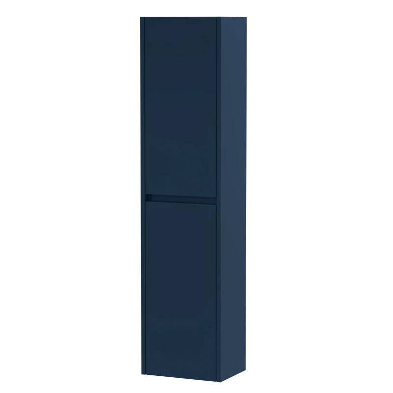 Image of Balterley Square Wall Hung 2 Door Tall Bathroom Unit, 350mm - Midnight Blue Blue