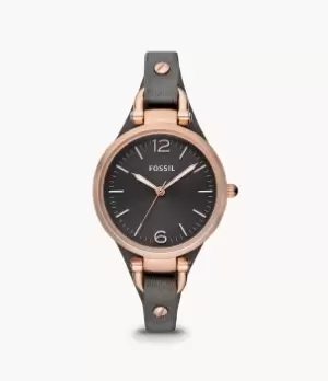 Image of Fossil Women Georgia Smoke Leather Watch