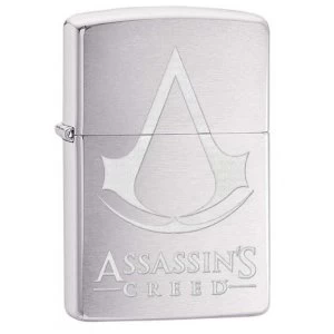 Image of Zippo Assassins Creed Crest and Name Brushed Chrome Finish Windproof Lighter
