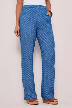 Image of Pull-On Printed Crinkle Trousers 27" (68.5cm) inside leg