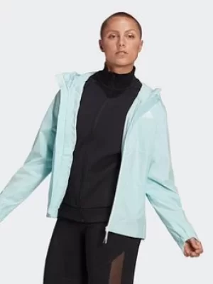 Image of adidas Bsc 3-stripes Rain.rdy Jacket, Green Size XL Women