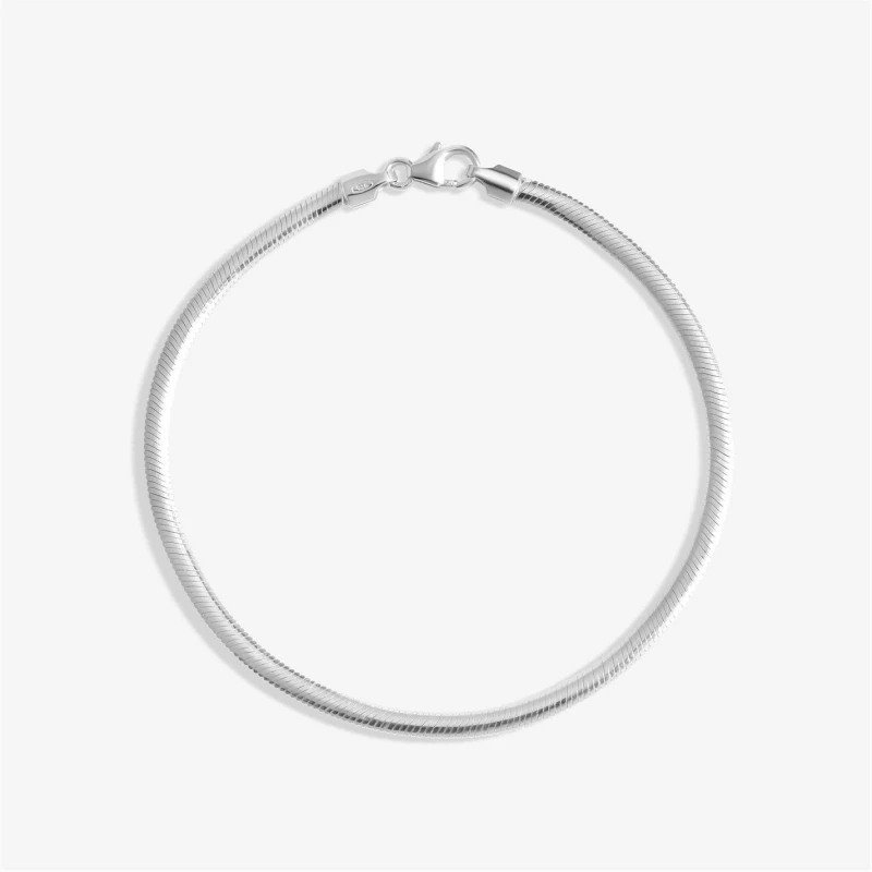 Image of Simply Silver Sterling Silver 925 Fine Flat Snake Chain Bracelet Silver
