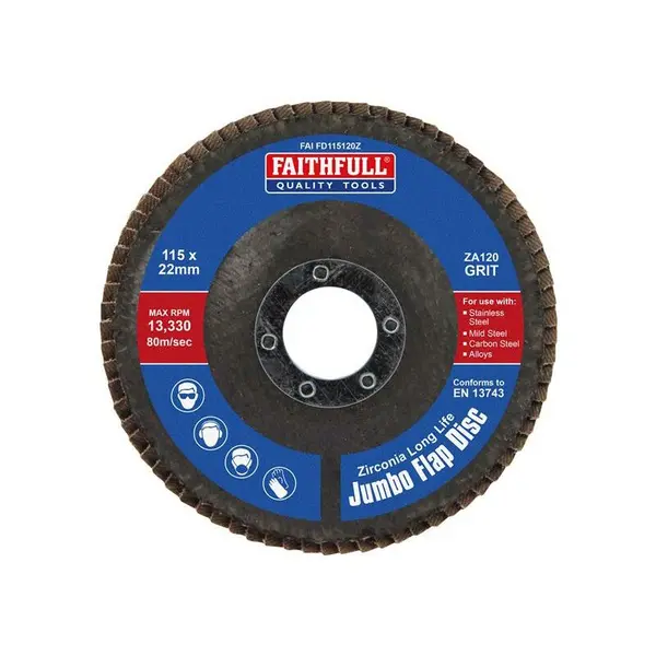 Image of Faithfull Zirconia Abrasive Jumbo Flap Disc FAIFD115120Z Diameter: 115mm