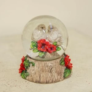 Image of Hand Painted Pair Of Robins Snow Globe