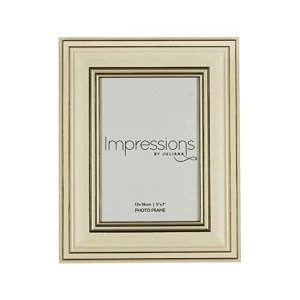 Image of 5" x 7" - Impressions Plastic Cream & Gold Photo Frame