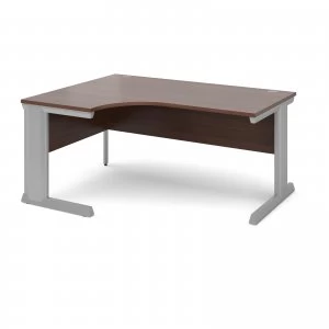 Image of Vivo Left Hand Ergonomic Desk 1600mm - Silver Frame Walnut Top