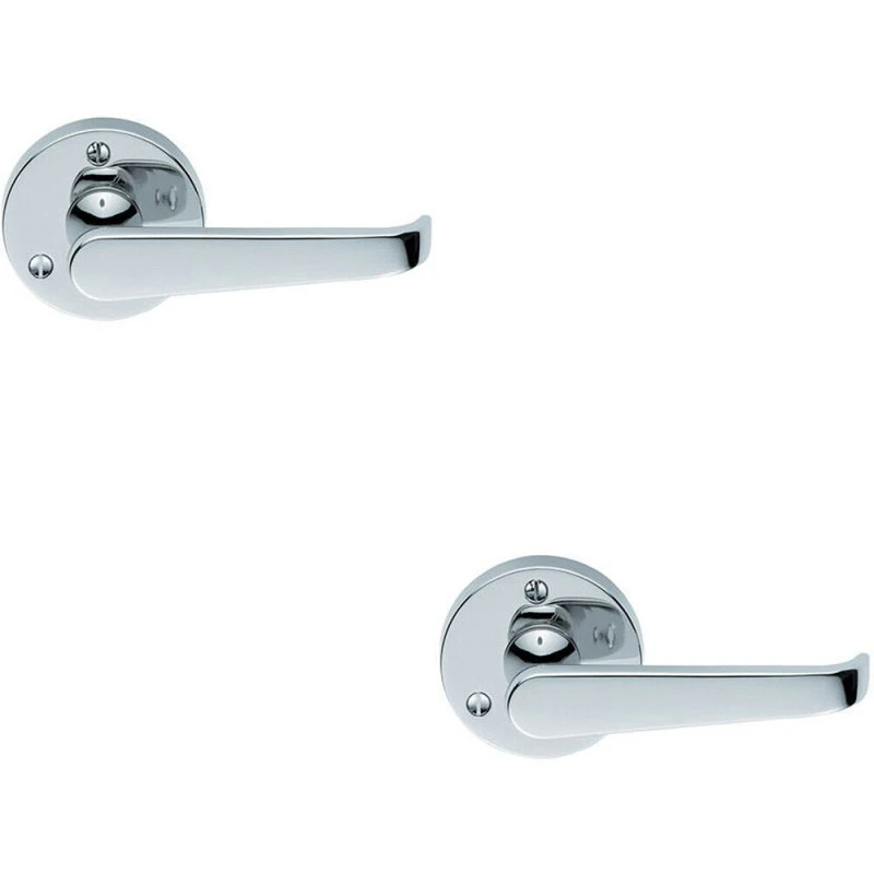 Image of Loops 2x PAIR Victorian Straight Shaped Lever on 59mm Round Rose Chrome Handle Multi