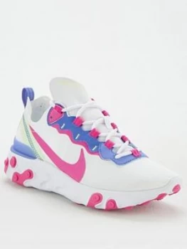 Image of Nike React Element 55 - White/Pink, Size 4, Women