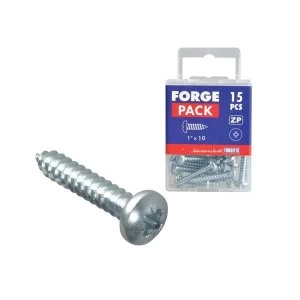 Image of ForgeFix Self-Tapping Screw Pozi Compatible Pan Head ZP 1" x 8 ForgePack 25