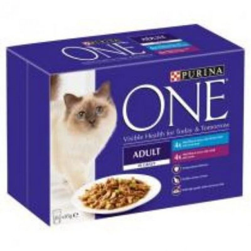 Image of Purina One Adt Mini Fillets In Gravy Ocean Fish&lamb 8X85G (Pack Of 5)