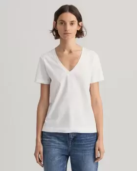 Image of GANT Women Original V-Neck T-Shirt (M) White