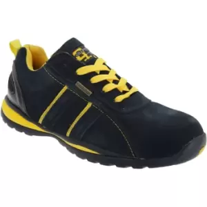 Image of Grafters Mens Safety Toe Cap Trainer Shoes (9 UK) (Navy Blue/Yellow) - Navy Blue/Yellow