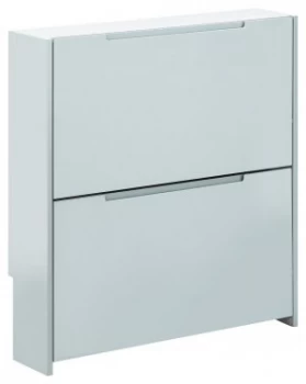Image of 2 Tier Narrow Gloss Shoe Cabinet - Grey
