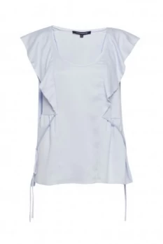 Image of French Connection Nia Crushed Satin Draped Top Blue