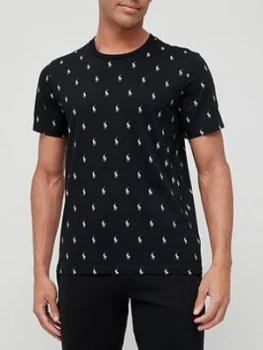 Image of Polo Ralph Lauren All Over Polo Player Logo Lounge T-Shirt - Polo Black