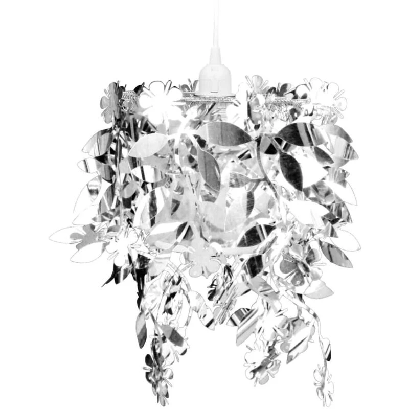 Image of VIDAXL Leaves Paillette Pendant Chandelier Lamp 21,5 x 30cm Silver vidaXL 241129fr