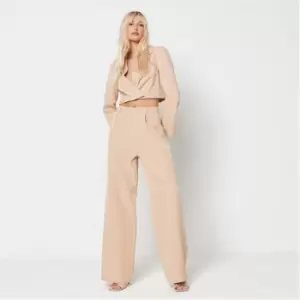 Image of Missguided Tailored Wide Leg Trousers - Beige