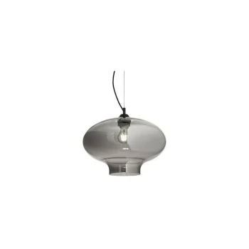 Image of Ideal Lux Lighting - Ideal Lux Bistro' - 1 Light Dome Ceiling Pendant Black, Smokey Grey, Glass Round, E27