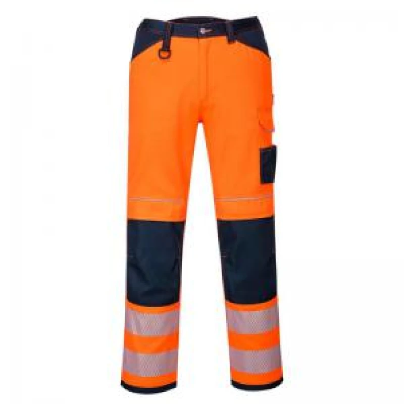 Image of Portwest PW34 Hi Vis Work Trousers PW340ONS30 Colour: Orange / Navy