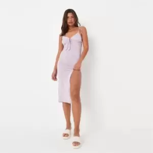 Image of Missguided Tie Shoulder Midaxi Dress Strappy Ditsy - Purple