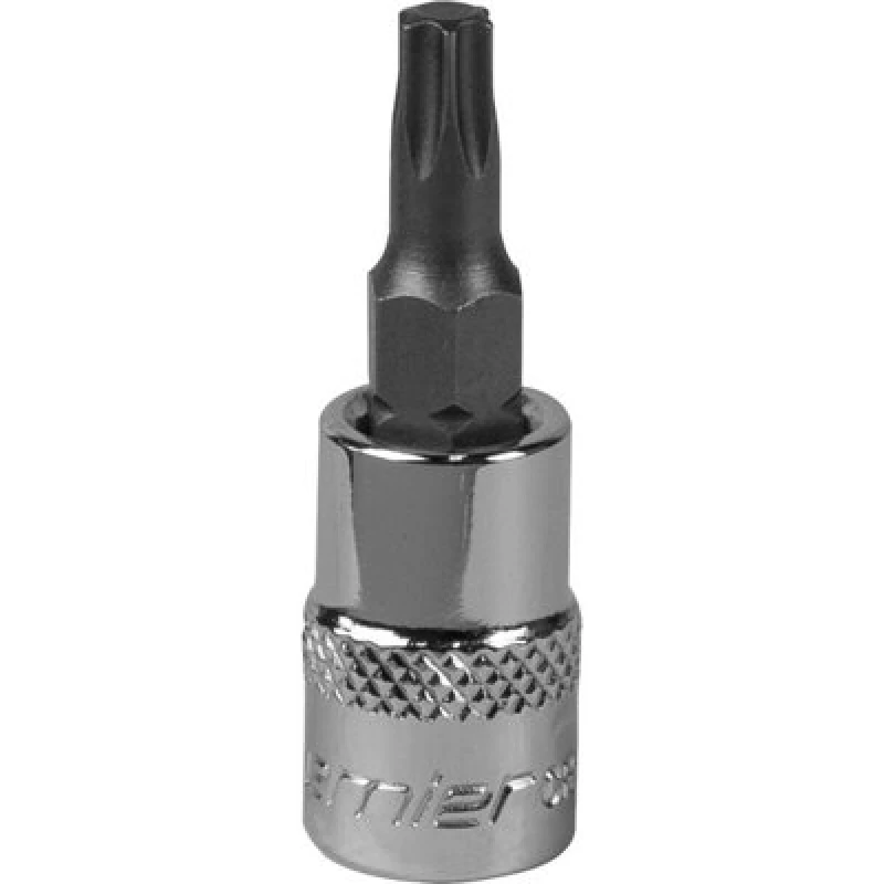 Image of Loops T25 TRX Star Socket Bit - 1/4" Square Drive - PREMIUM S2 Steel Head Knurled Grip Metallics