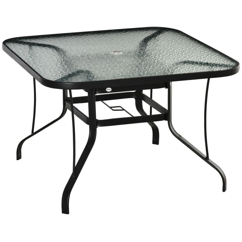 Image of Outsunny 106.5cm Square Patio Dining Table with Parasol Hole - Outsunny 5056725392444