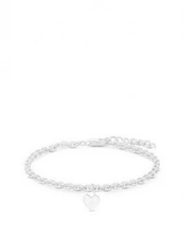 Image of Simply Silver Sterling Silver Polished Charmed Heart Bracelet