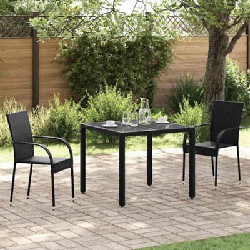 Image of VIDAXL Stackable Outdoor Chairs 2 pcs Poly Rattan Black Vidaxl 44238