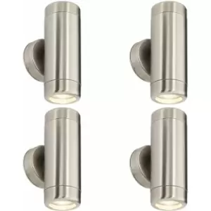 Image of Loops - 4 pack Up & Down Twin Outdoor Wall Light - 2 x 7W GU10 LED - Stainless Steel