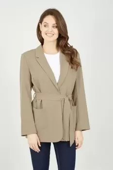 Image of Stone Tie Waist Wrap Blazer