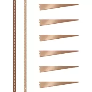 Image of Rothley Bright Twin Slot Shelving Kit 1980mm Uprights (x2) & 270mm Brackets (x6) in Copper Steel