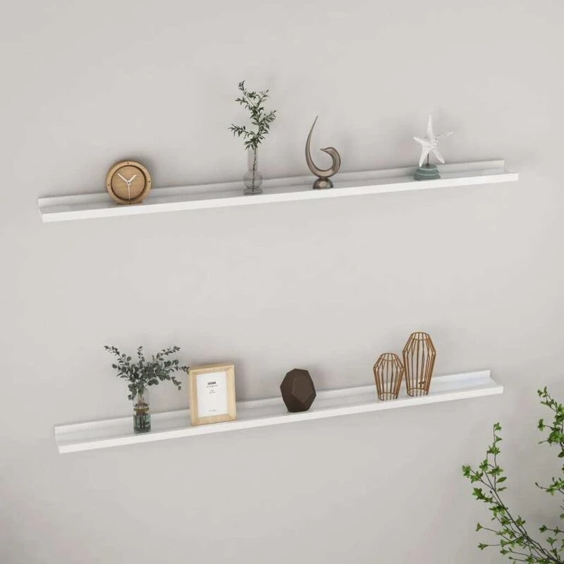 Image of VIDAXL Wall Shelves 2 pcs High Gloss White 115x9x3cm Vidaxl 8720286417539