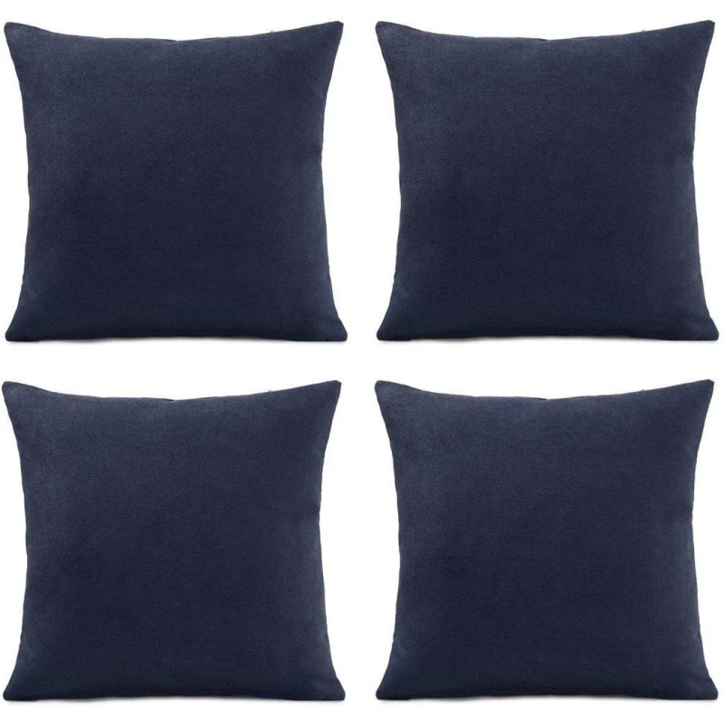 Image of Alan Symonds Set of 4 Plain Chenille Velvet Cushions Navy unisex 45x45cm