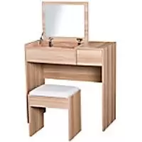 Image of HOMCOM Dressing Table 831-193 Foam, Glass, Leather, Particle Board Wood 400 mm x 800 mm x 790 mm