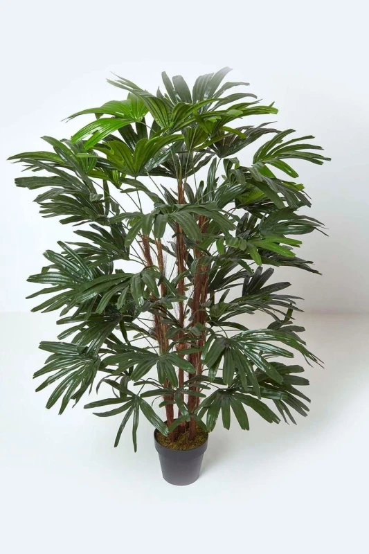 Image of Homescapes Artificial Rhapis Excelsa Palm Tree, 150cm Tall Green