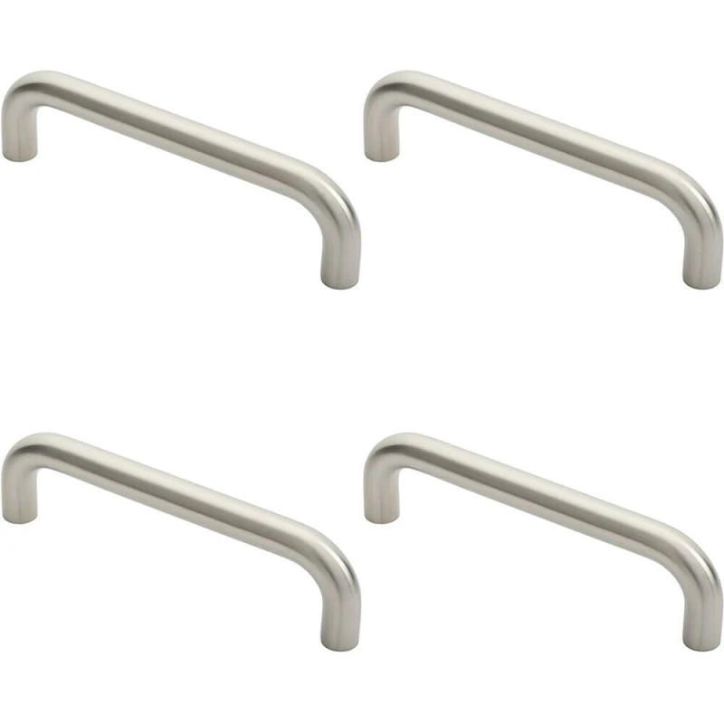 Image of Loops 4x Round D Bar Door Pull Handle 247 x 22mm 225mm Fixing Centres Satin Steel Metallics unisex