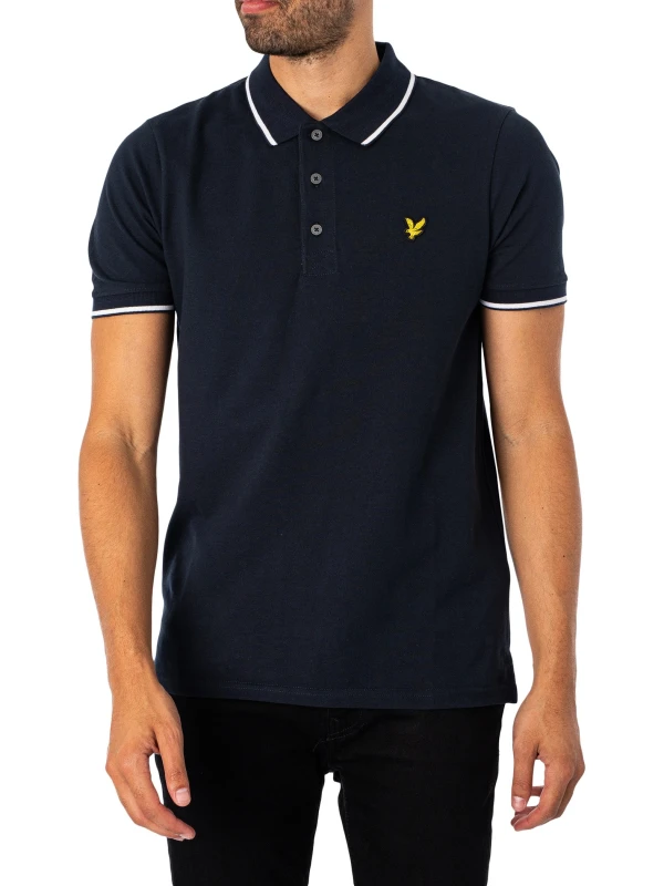 Image of Lyle & Scott Tipped Polo Shirt Dark Navy/White L