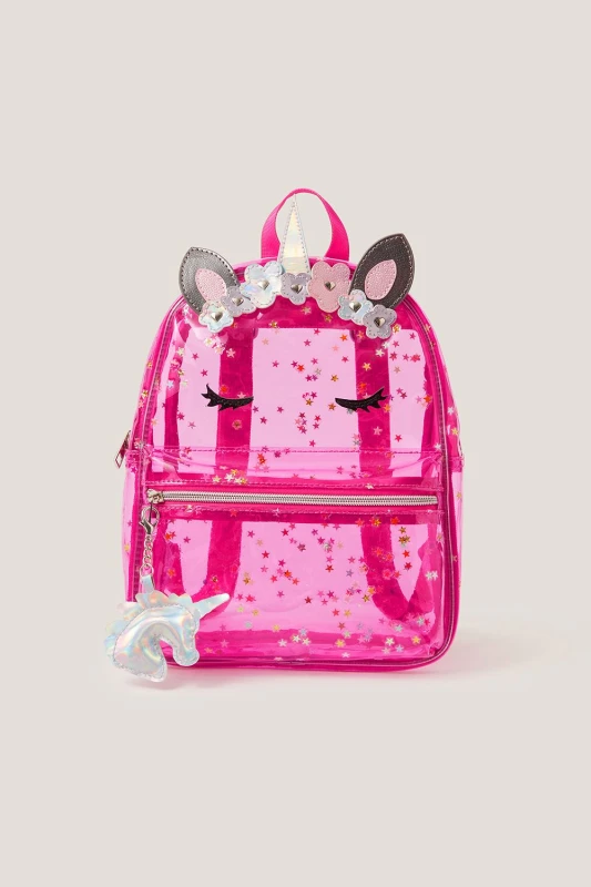 Image of Monsoon Womens Clear Unicorn Backpack in Pink Pink Female