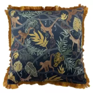 Image of Monkey Forest Jungle Cushion Midnight Blue, Midnight Blue / 50 x 50cm / Cover Only