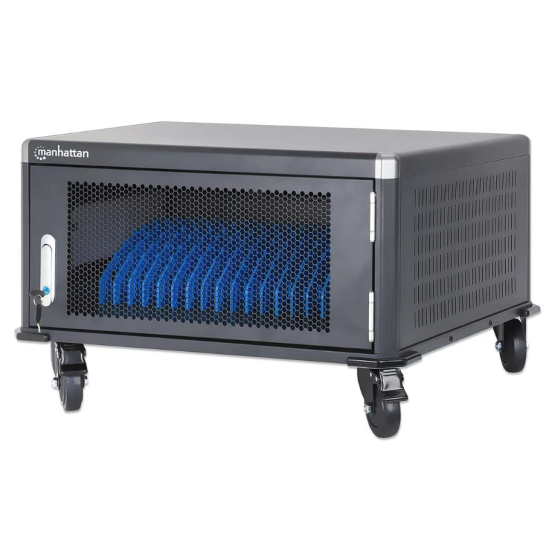 Image of Manhattan Manhattan Laptop Charging Cart/Trolley via AC Adapter (UK) 20-bay, Install device's AC Adapter (power cables) into unit, Suitable for ALL la