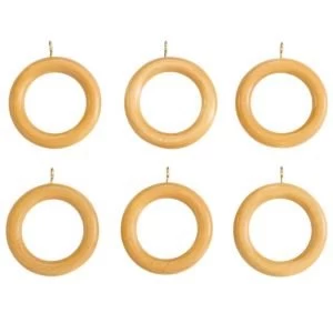 Image of Colours Modern Beech effect Wood Curtain ring Dia35mm Pack of 6
