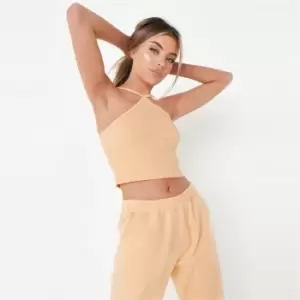 Image of Missguided Ribbed Halter Cami - Orange