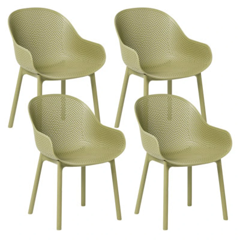 Image of Beliani Set Of 4 Garden Chairs Tiggiano Olive Green