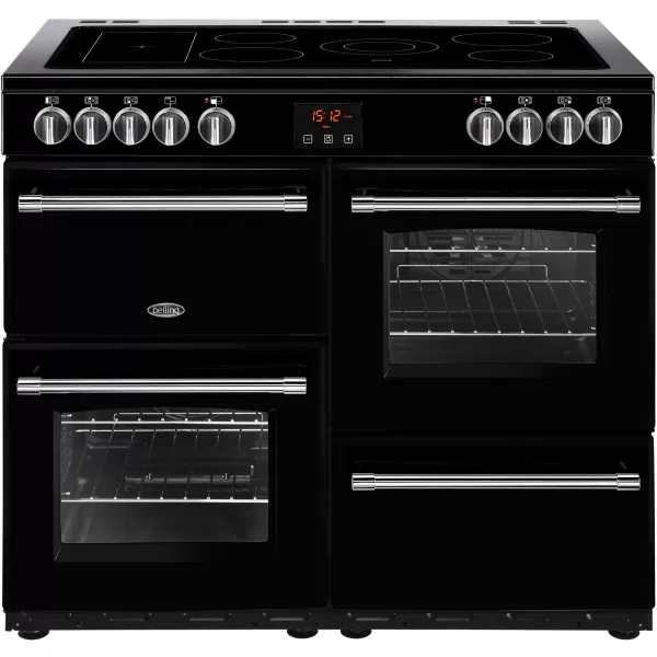 Image of Belling Farmhouse100E 100cm Electric Range Cooker with Ceramic Hob - Black - A/A Rated