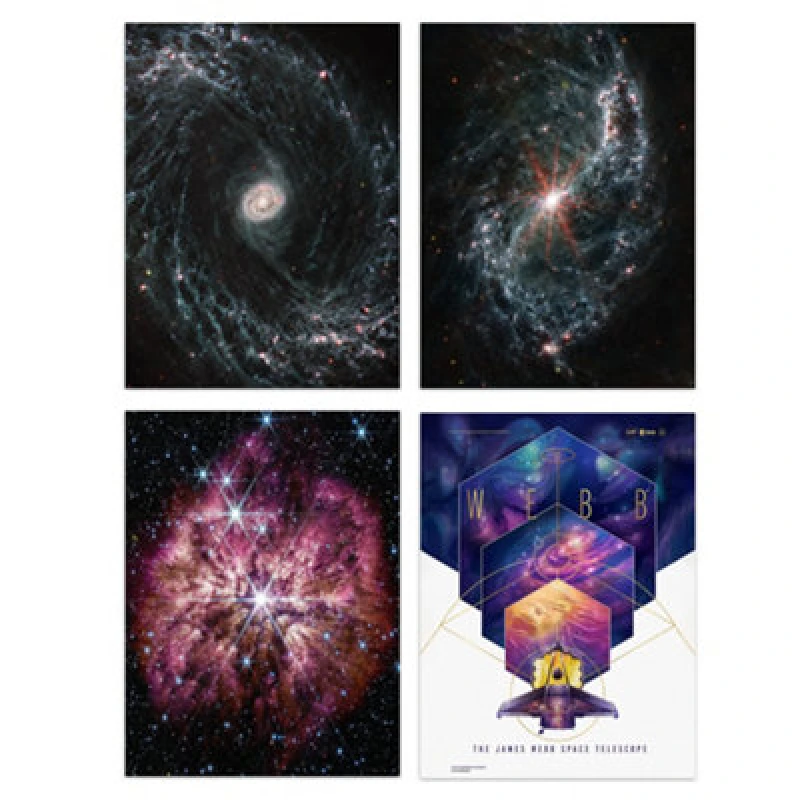 Image of Artery8 Wall Art Print Set Of 4 Nasa James Webb Telescope Images Prelude To Supernova Gas Dust Galaxies Ngc 7496 Ngc 1433