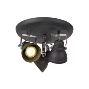 Image of Luminosa Lighting - Adjustable Round Spotlight, 3 x GU10 (Max 10W LED), Matt Grey, Polished Chrome