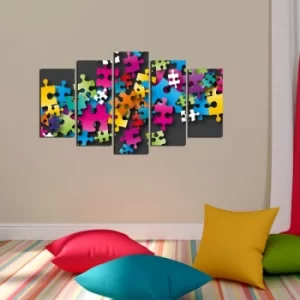 Image of 5ABSMDF-21 Multicolor Decorative MDF Painting (5 Pieces)